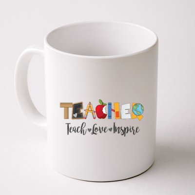 Cute Teacher Teach Love Inspire  Coffee Mug