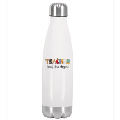 Cute Teacher Teach Love Inspire  Stainless Steel Insulated Water Bottle