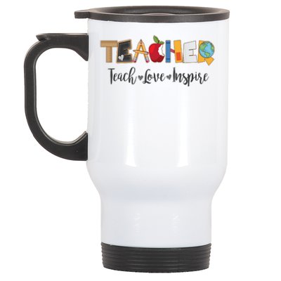 Cute Teacher Teach Love Inspire  Stainless Steel Travel Mug