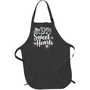 Cute Teachers Gift - My Class Is Full Of Sweet Hearts Full-Length Apron With Pockets