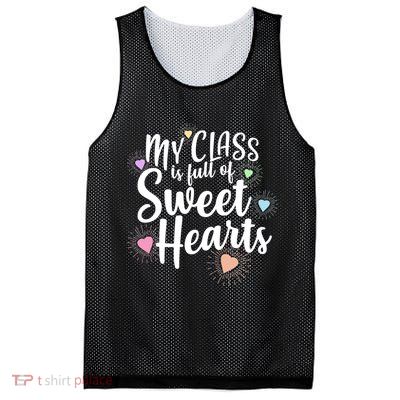 Cute Teachers Gift - My Class Is Full Of Sweet Hearts Mesh Reversible Basketball Jersey Tank