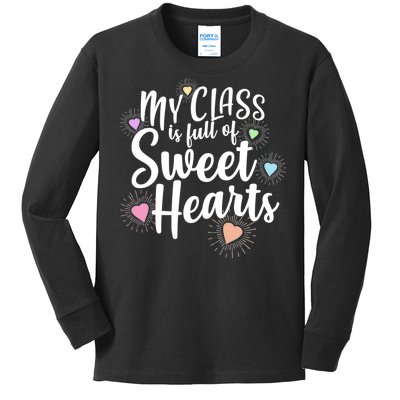 Cute Teachers Gift - My Class Is Full Of Sweet Hearts Kids Long Sleeve Shirt