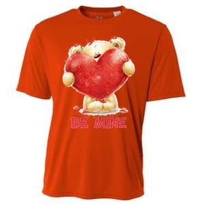 Cute Teddy Bear Holding Heart Be Mine Valentine's Day Cooling Performance Crew T-Shirt