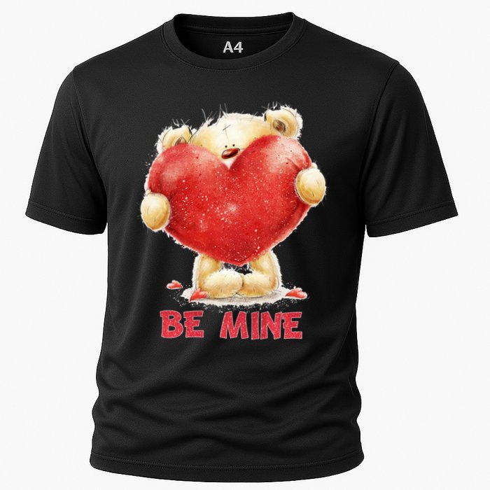 Cute Teddy Bear Holding Heart Be Mine Valentine's Day Performance Shirt