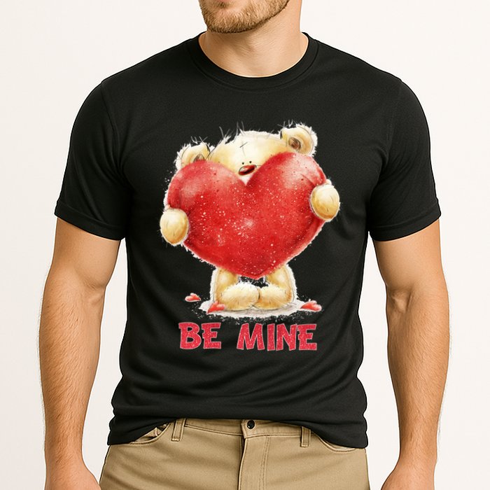 Cute Teddy Bear Holding Heart Be Mine Valentine's Day Performance Shirt