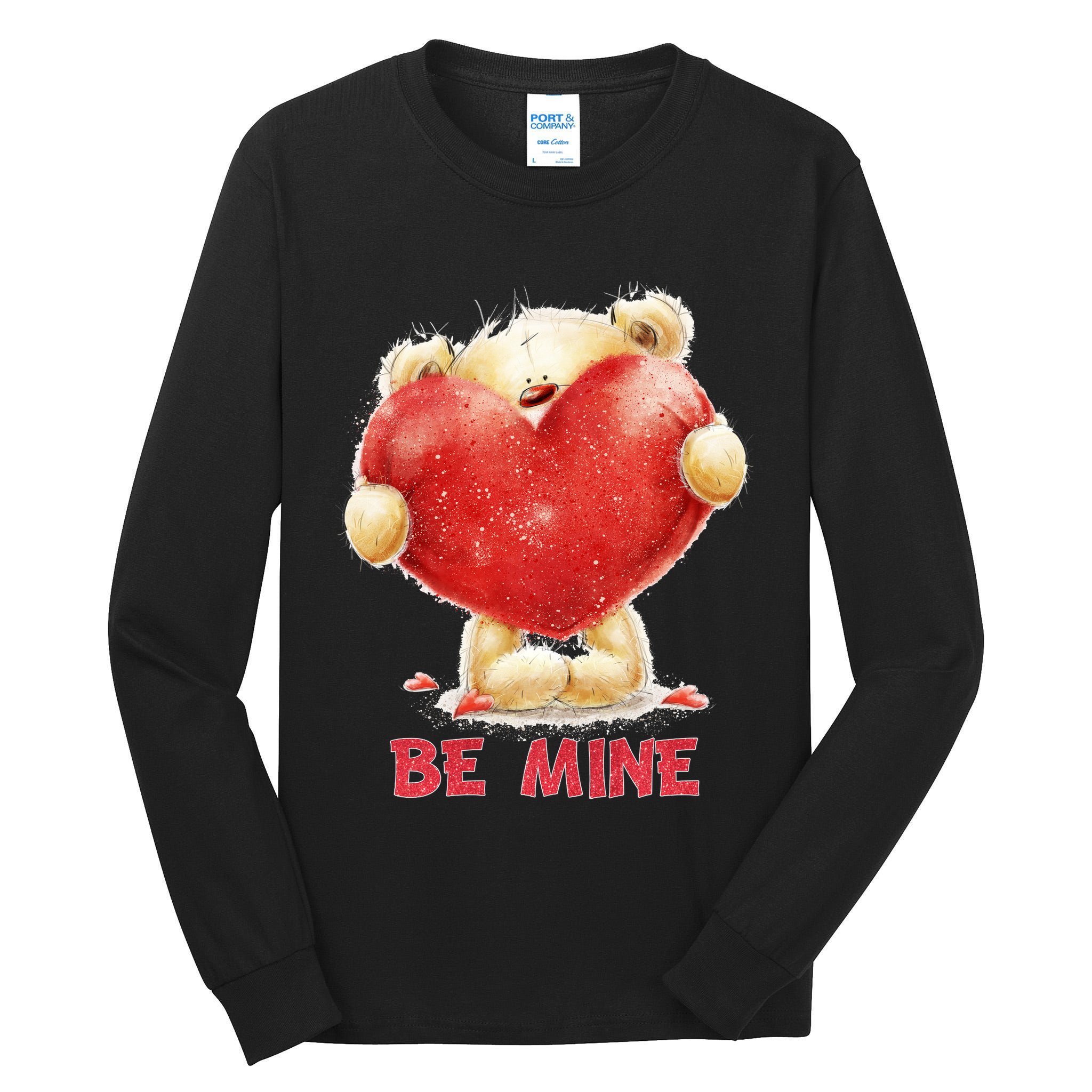 Cute Teddy Bear Holding Heart Be Mine Valentine's Day Tall Long Sleeve T-Shirt