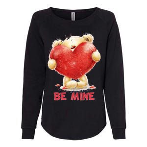 Cute Teddy Bear Holding Heart Be Mine Valentine's Day Womens California Wash Sweatshirt