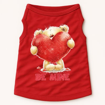 Cute Teddy Bear Holding Heart Be Mine Valentine's Day Doggie Tank