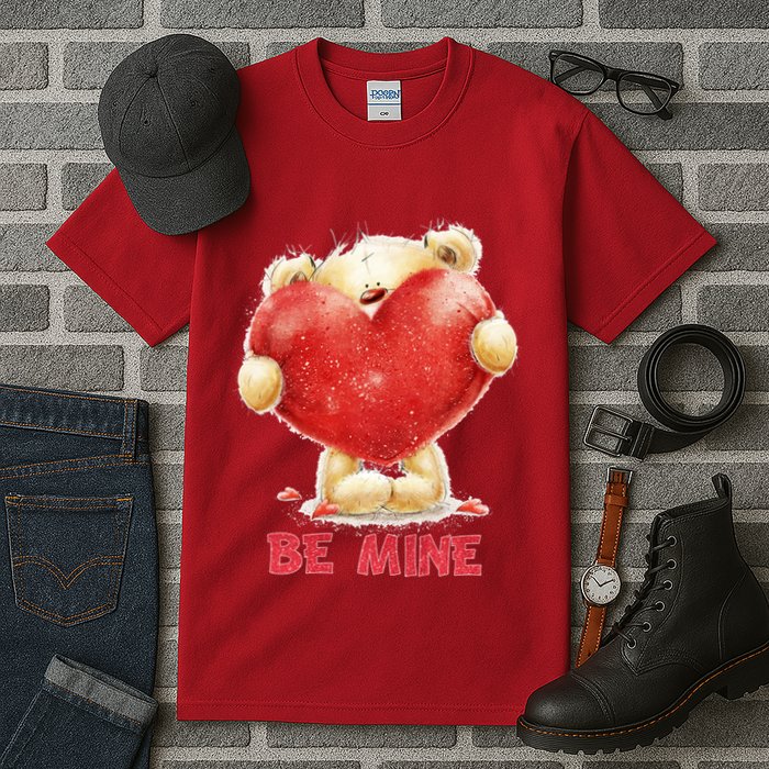 Cute Teddy Bear Holding Heart Be Mine Valentine's Day Tall T-Shirt