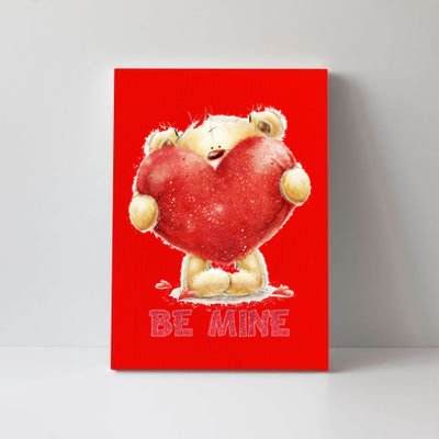 Cute Teddy Bear Holding Heart Be Mine Valentine's Day Canvas