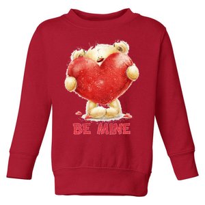 Cute Teddy Bear Holding Heart Be Mine Valentine's Day Toddler Sweatshirt