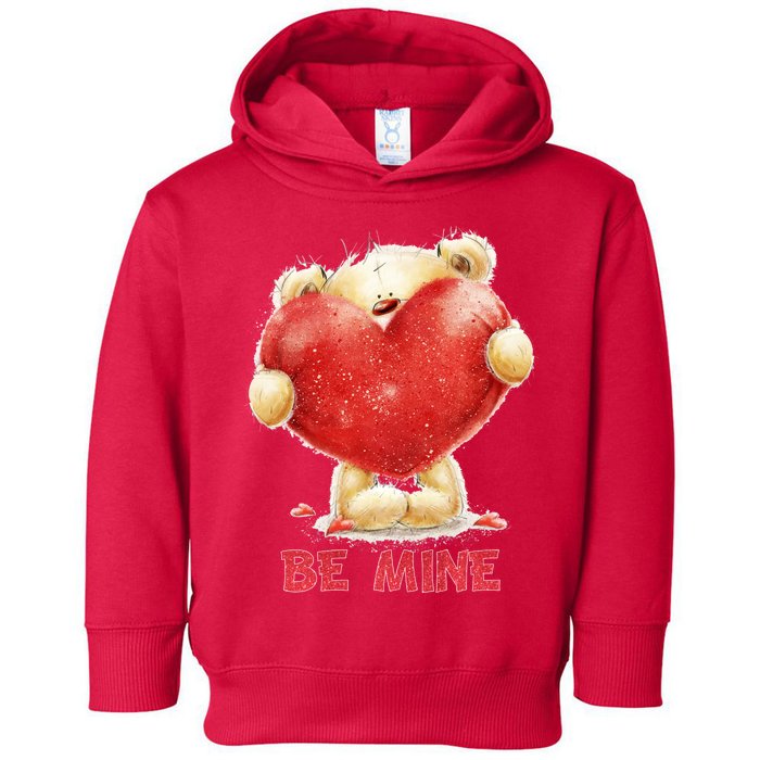 Cute Teddy Bear Holding Heart Be Mine Valentine's Day Toddler Hoodie