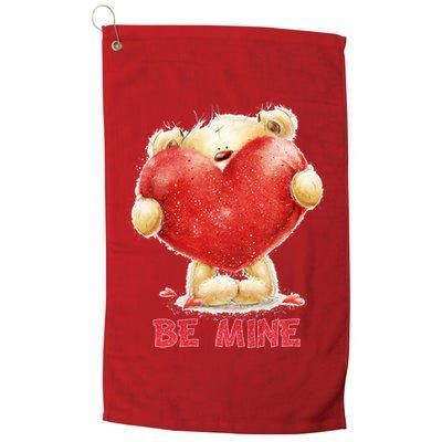 Cute Teddy Bear Holding Heart Be Mine Valentine's Day Golf Towel