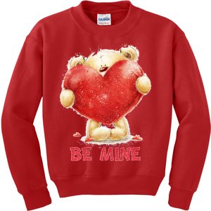 Cute Teddy Bear Holding Heart Be Mine Valentine's Day Kids Sweatshirt