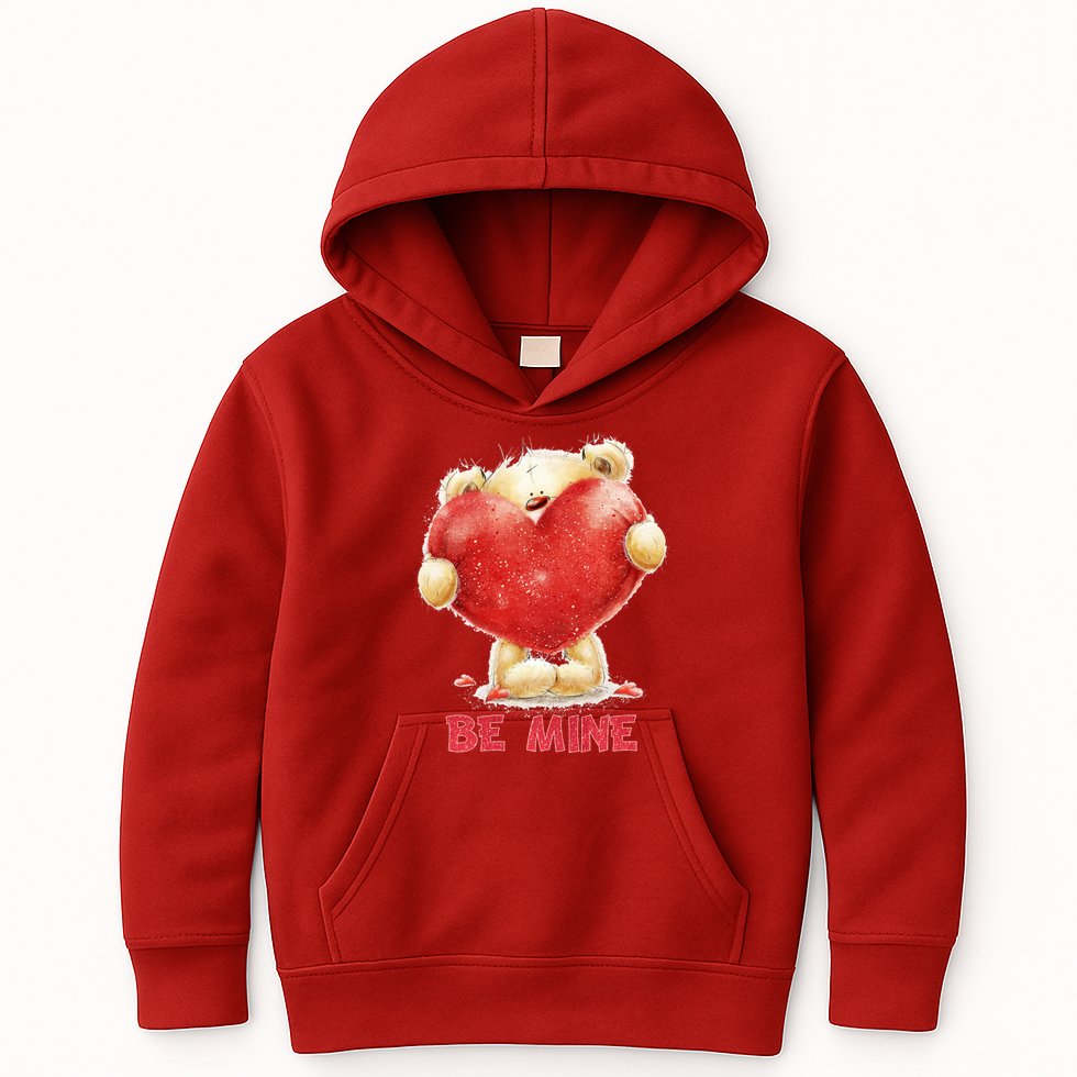 Cute Teddy Bear Holding Heart Be Mine Valentine's Day Kids Hoodie