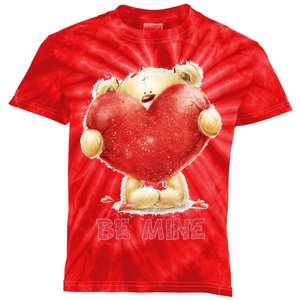 Cute Teddy Bear Holding Heart Be Mine Valentine's Day Kids Tie-Dye T-Shirt