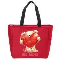 Cute Teddy Bear Holding Heart Be Mine Valentine's Day Zip Tote Bag