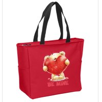 Cute Teddy Bear Holding Heart Be Mine Valentine's Day Zip Tote Bag