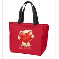 Cute Teddy Bear Holding Heart Be Mine Valentine's Day Zip Tote Bag
