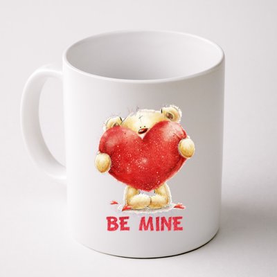 Cute Teddy Bear Holding Heart Be Mine Valentine's Day Coffee Mug