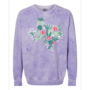 Cute Texas Cactus And Flowers Colorblast Crewneck Sweatshirt