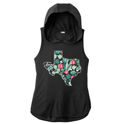 Cute Texas Cactus And Flowers Ladies PosiCharge Tri-Blend Wicking Draft Hoodie Tank