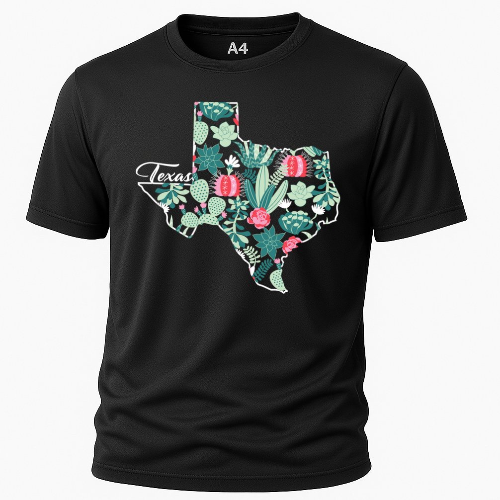 Cute Texas Cactus And Flowers Cooling Performance Crew T-Shirt