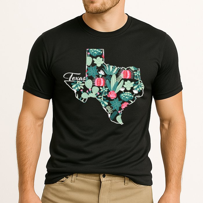 Cute Texas Cactus And Flowers Cooling Performance Crew T-Shirt
