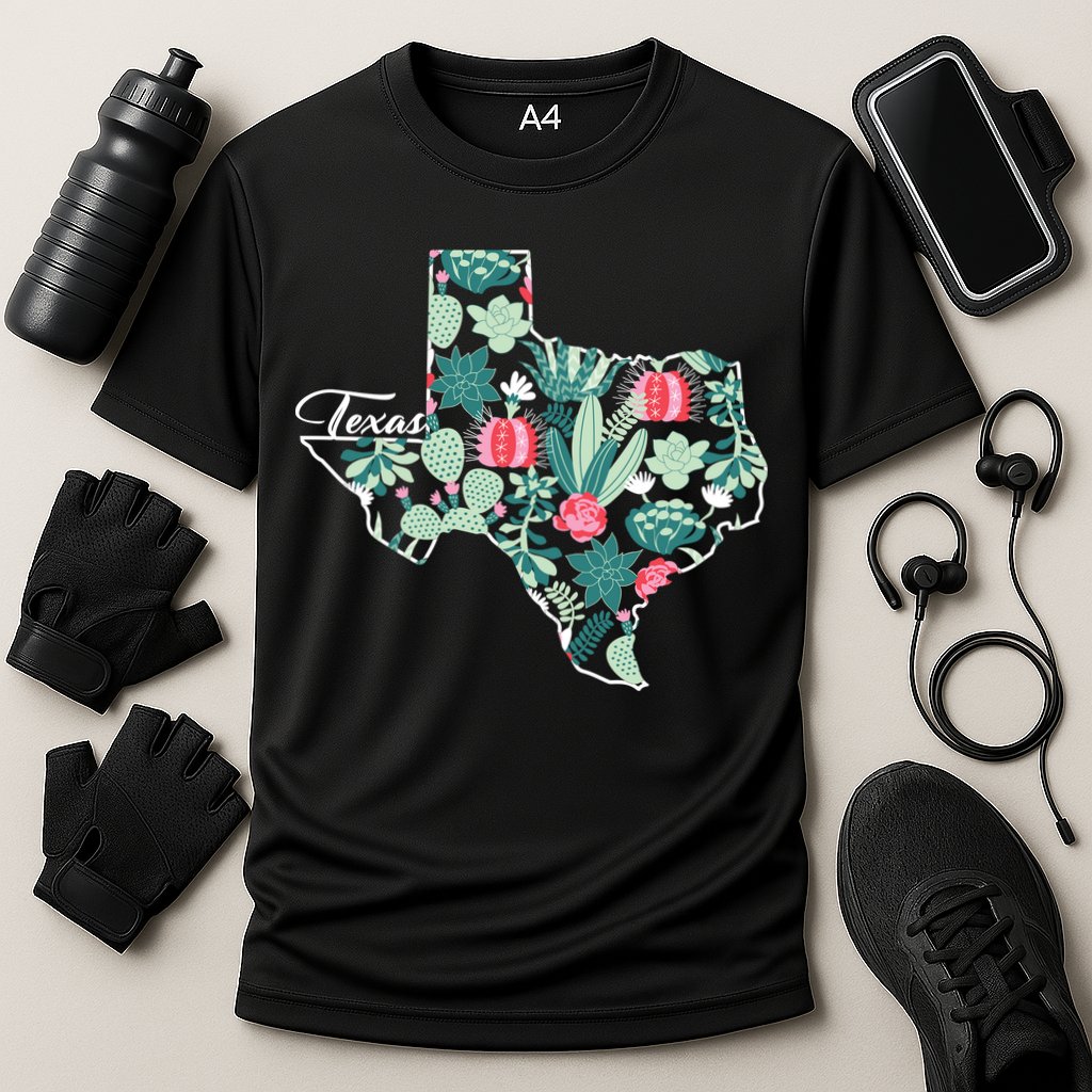 Cute Texas Cactus And Flowers Cooling Performance Crew T-Shirt