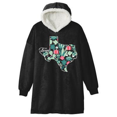 Cute Texas Cactus And Flowers Hooded Wearable Blanket