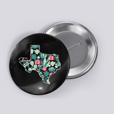 Cute Texas Cactus And Flowers Button