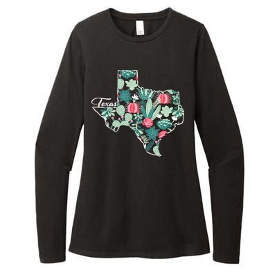 Cute Texas Cactus And Flowers Womens CVC Long Sleeve Shirt