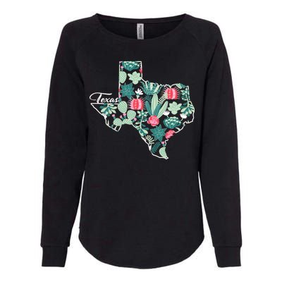 Cute Texas Cactus And Flowers Womens California Wash Sweatshirt