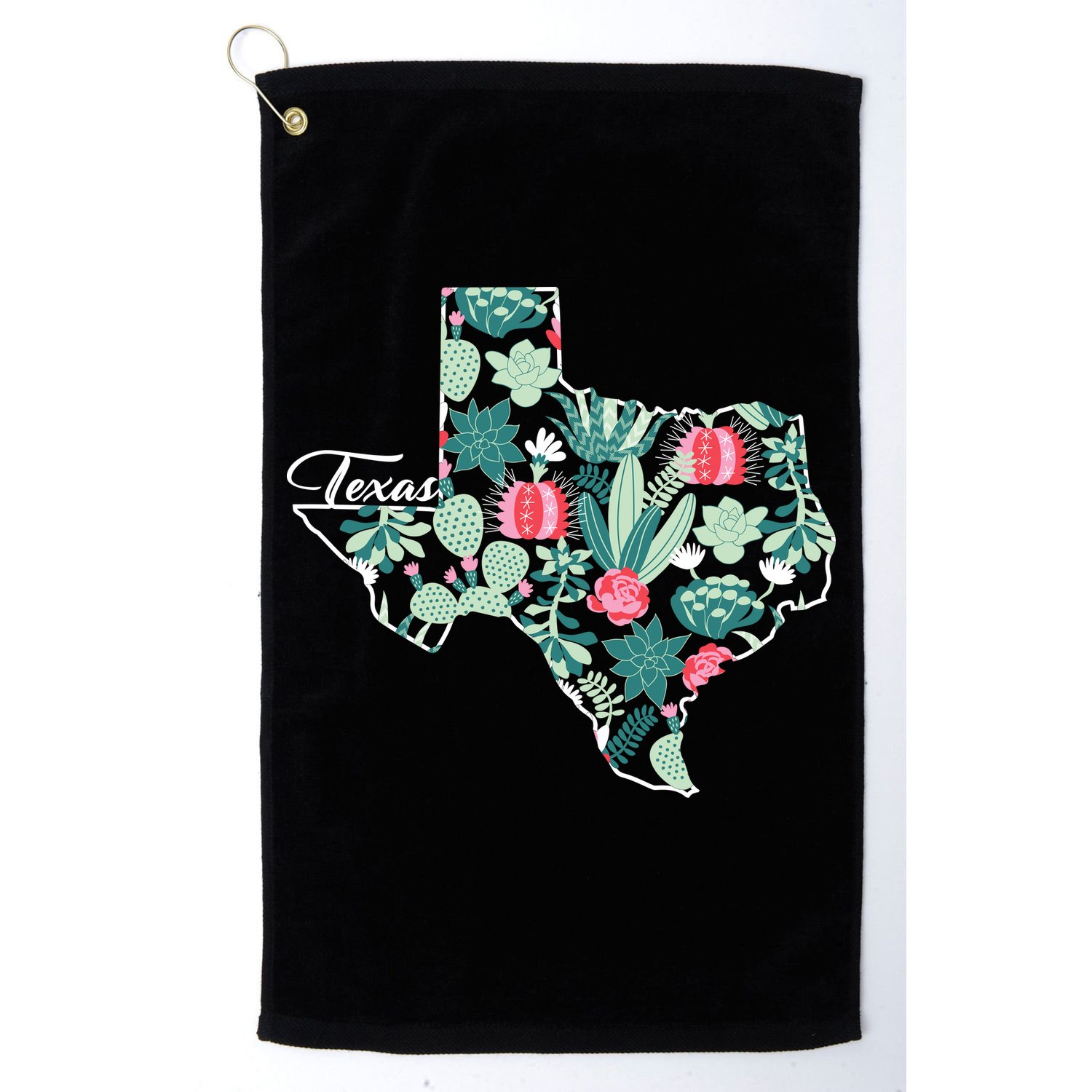 Cute Texas Cactus And Flowers Golf Towel