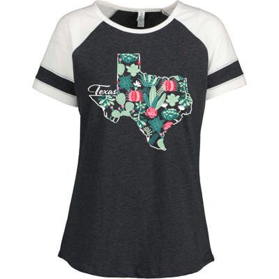 Cute Texas Cactus And Flowers Enza Ladies Jersey Colorblock Tee