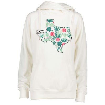 Cute Texas Cactus And Flowers Womens Funnel Neck Pullover Hood