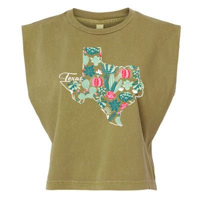 Cute Texas Cactus And Flowers Garment-Dyed Women's Muscle Tee