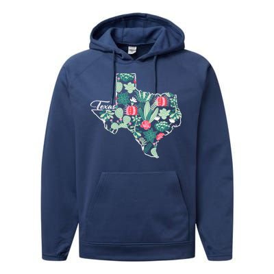 Cute Texas Cactus And Flowers Performance Fleece Hoodie