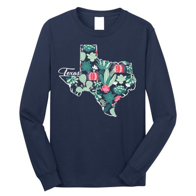 Cute Texas Cactus And Flowers Long Sleeve Shirt