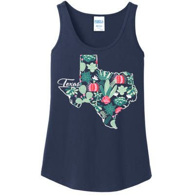 Cute Texas Cactus And Flowers Ladies Essential Tank