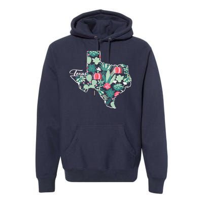 Cute Texas Cactus And Flowers Premium Hoodie