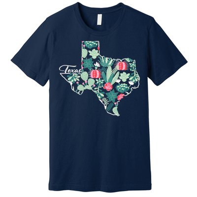 Cute Texas Cactus And Flowers Premium T-Shirt