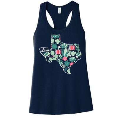 Cute Texas Cactus And Flowers Women's Racerback Tank