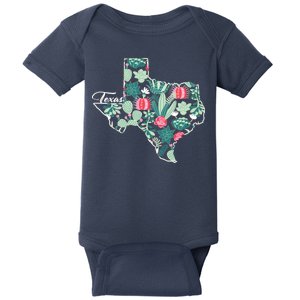 Cute Texas Cactus And Flowers Baby Bodysuit