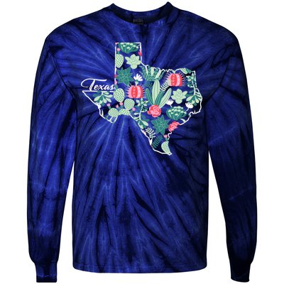 Cute Texas Cactus And Flowers Tie-Dye Long Sleeve Shirt