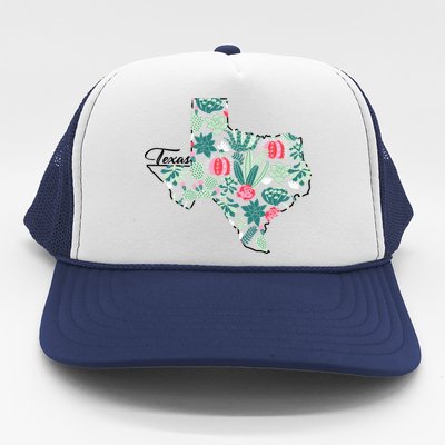 Cute Texas Cactus And Flowers Trucker Hat