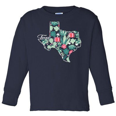 Cute Texas Cactus And Flowers Toddler Long Sleeve Shirt