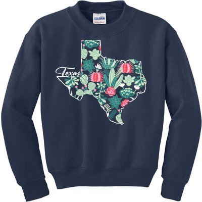 Cute Texas Cactus And Flowers Kids Sweatshirt