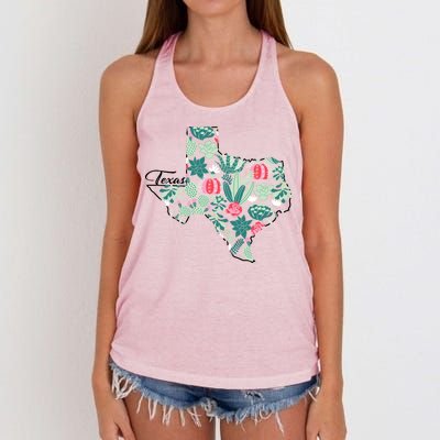 Cute Texas Cactus And Flowers Women's Knotted Racerback Tank