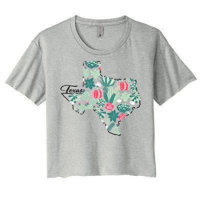 Cute Texas Cactus And Flowers Women's Crop Top Tee